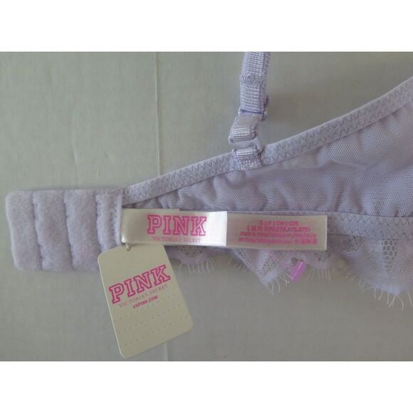 PINK Victoria's Secret 11098906 Women Sz S Lavender Date Unlined Floral Lace Bra - Picture 6 of 7